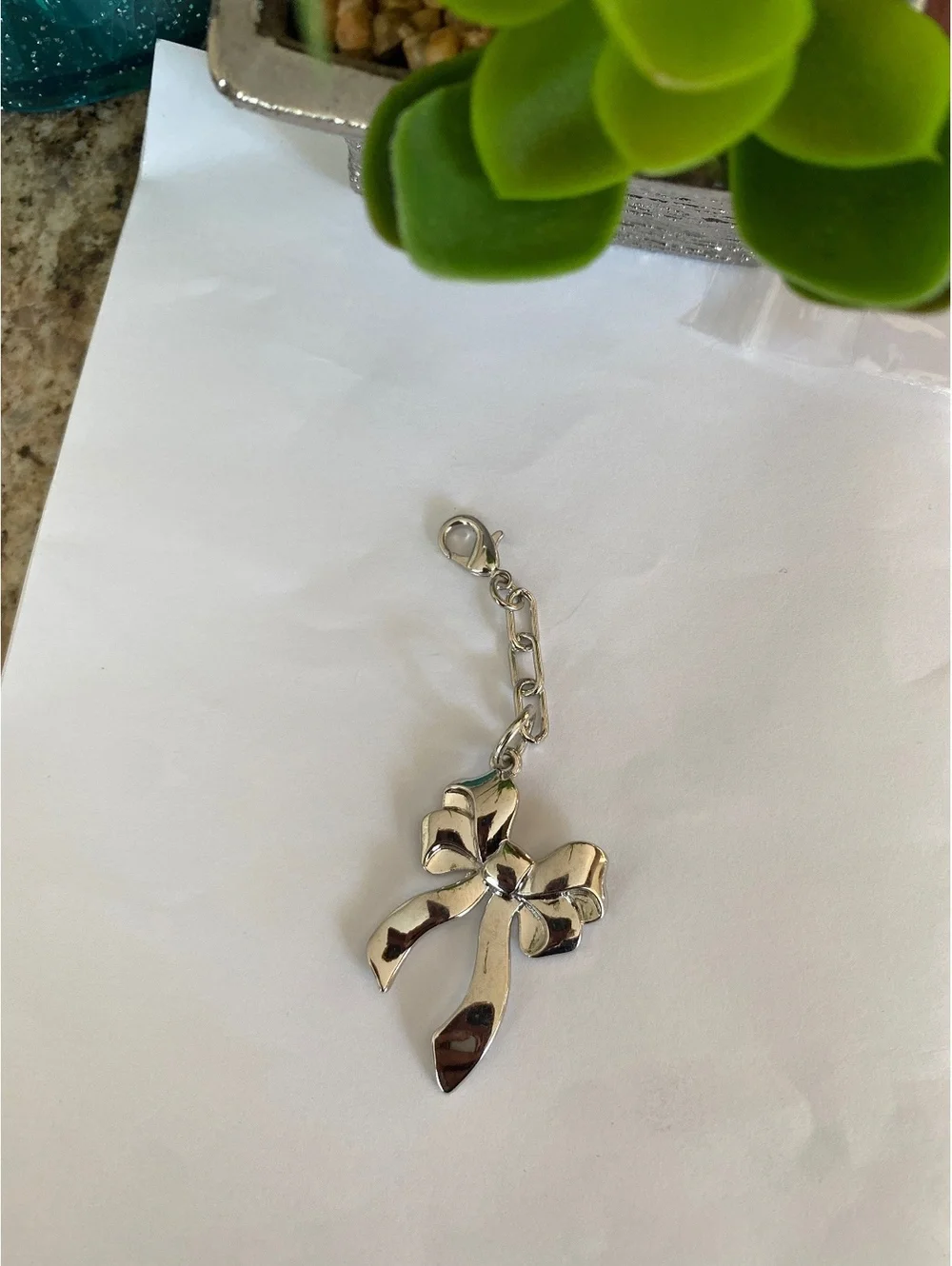 Silver Bow Charm Pendant